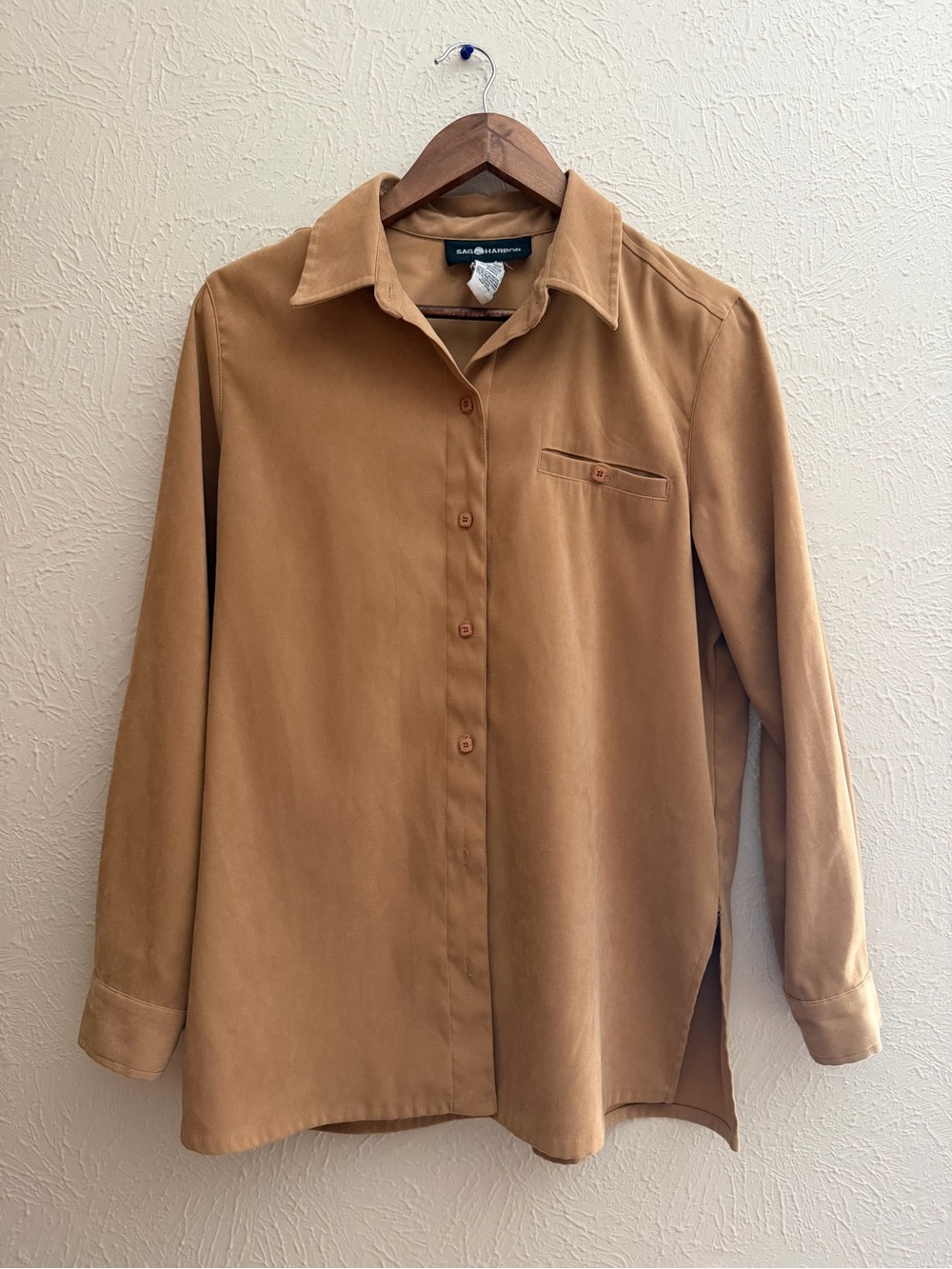 Sag Harbor Camel Button-Down Blouse | Women’s 10